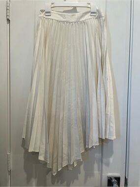 🤍MOTF White Satin Asymmetrical Midi Skirt Size XS